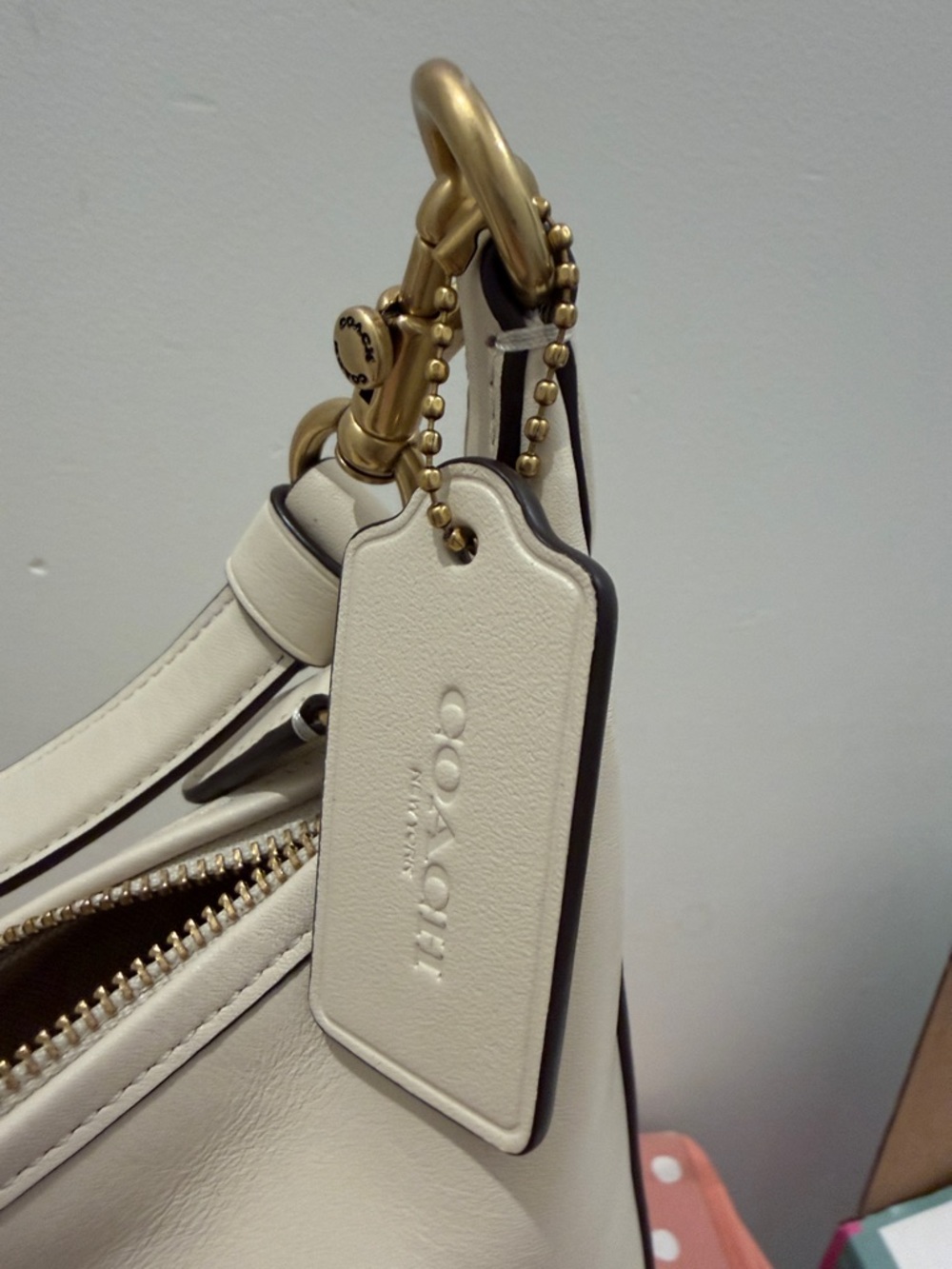 Coach Cream Pebble Leather LARGE JULIETTE with Gold Hardware - Picture 3 of 4